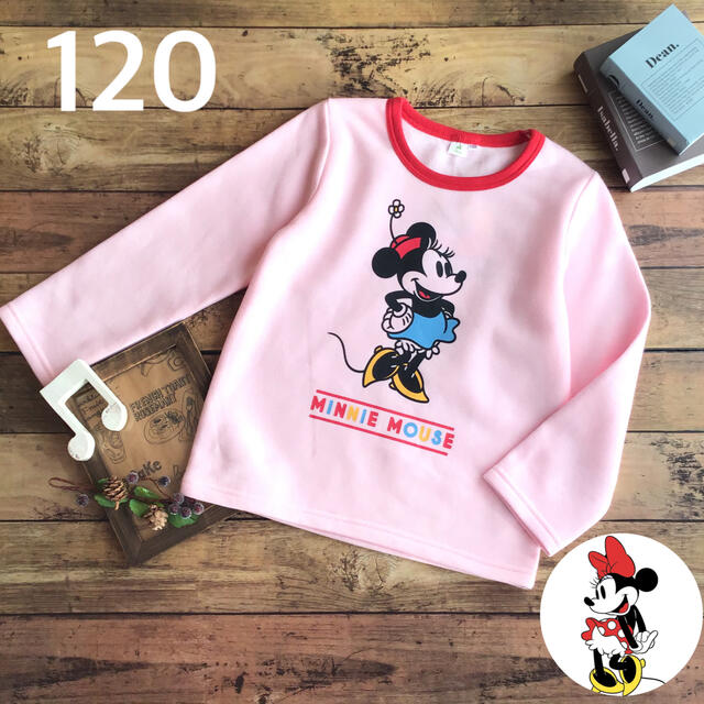 Disney(ディズニー)の【120】ミニー 裏起毛 トレーナー ピンク キッズ/ベビー/マタニティのキッズ服女の子用(90cm~)(Tシャツ/カットソー)の商品写真