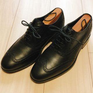 コールハーン(Cole Haan)の【美品】コールハーン　ブラック　ウィングチップ オックスフォード　24.5㎝(ドレス/ビジネス)