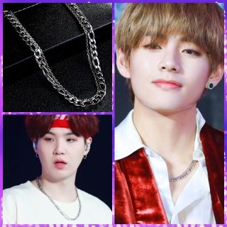 ボウダンショウネンダン(防弾少年団(BTS))の💜Wチェーン ネックレス/シルバー💜変則チェーン BTS テテ シュガ(ネックレス)