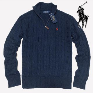 ポロラルフローレン(POLO RALPH LAUREN)のハーフジップケーブルニット /Nav  Mサイズ(ニット/セーター)