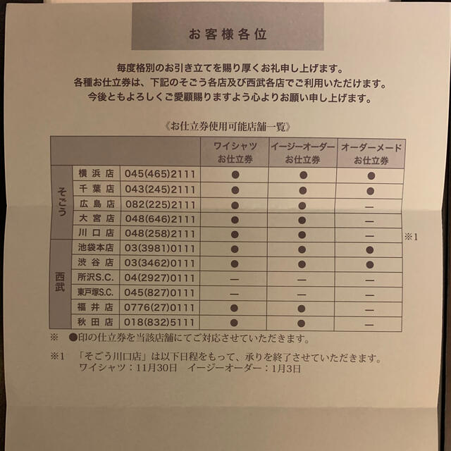 Pericia ワイシャツ仕立て券