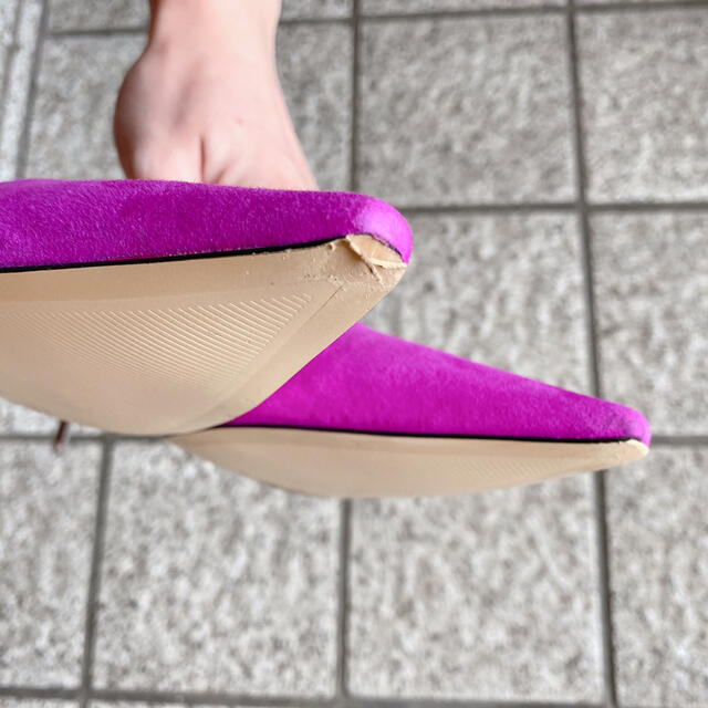 ZARA(ザラ)の【ZARA】ザラ リアルレザー ミュール フューシャ ヒール パンプス 37 レディースの靴/シューズ(ミュール)の商品写真