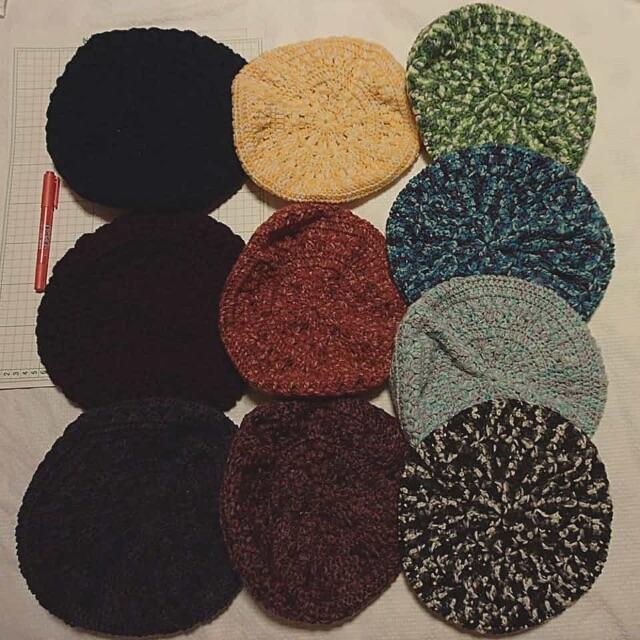 かぎ針 手編み ベレー帽 10個セット 純毛毛糸 ハンドメイド