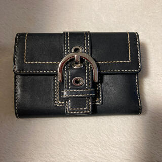 コーチ(COACH)のCOACH コーチ　財布　黒　レザー  三つ折り　中古(財布)