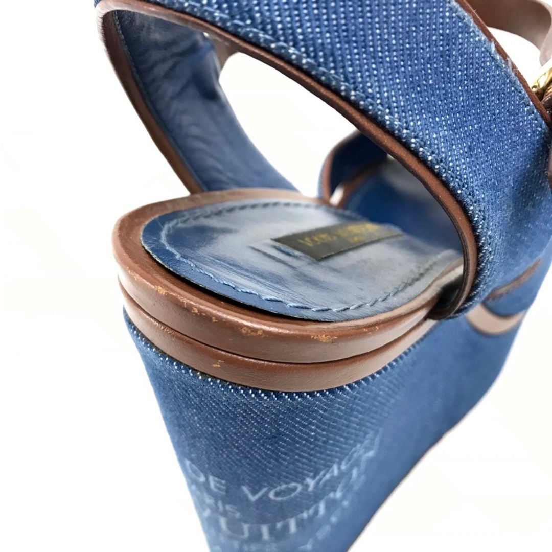 LOUIS VUITTON(ルイヴィトン)のルイヴィトン LOUIS VUITTON ウエッジソール サンライト ロゴ アンクルストラップ サンダル デニム ブルー レディースの靴/シューズ(サンダル)の商品写真
