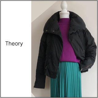 セオリー(theory)の【美品】Theory 丸襟 ダウンジャケット 黒 M(ダウンジャケット)