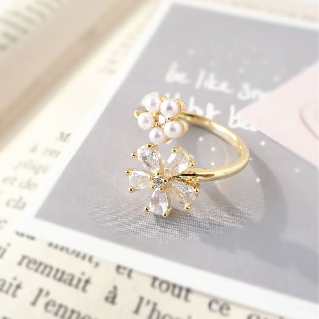 ◆フラワー フォークリング🌼 ࣪⊹【指輪/リング】◆ NO.139 ハンドメイドのアクセサリー(リング)の商品写真