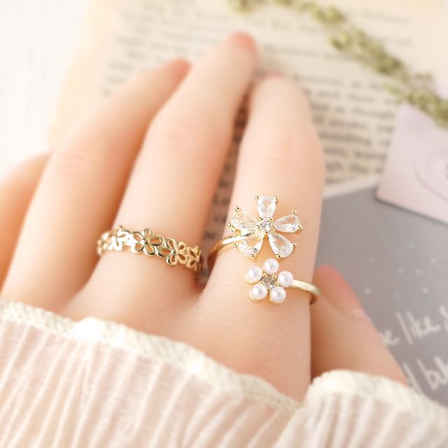 ◆フラワー フォークリング🌼 ࣪⊹【指輪/リング】◆ NO.139 ハンドメイドのアクセサリー(リング)の商品写真