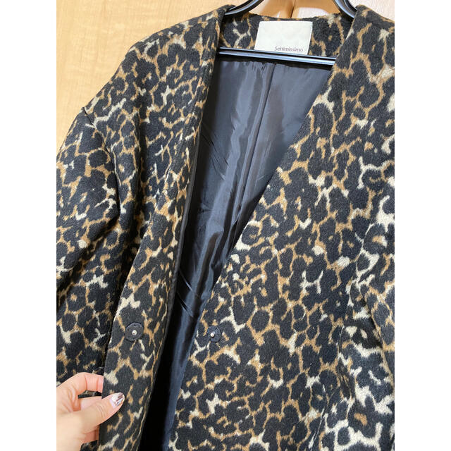 ANAP(アナップ)のノーカラーレオパード柄ロングコート レディースのジャケット/アウター(ロングコート)の商品写真