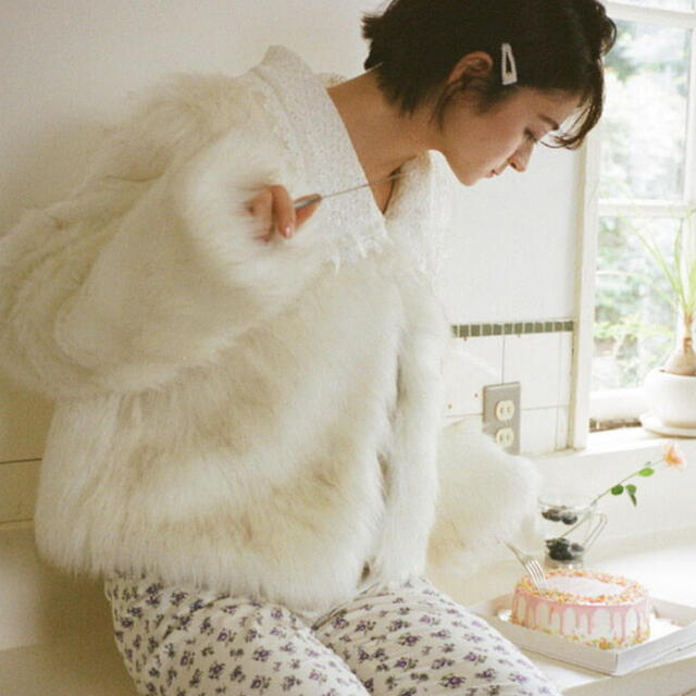 即納◎ bibiy. fur lace collar coat