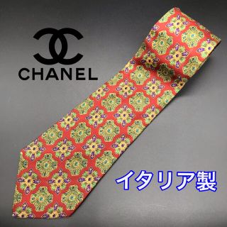 シャネル(CHANEL)のCHANEL シャネル シルクネクタイ☆イタリア製 赤茶 宝石総柄(ネクタイ)