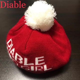 ディアブル(Diable)の【Diable／ディアブル】ニット帽　赤　ボンボン　ワンサイズ(帽子)