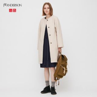 ユニクロ(UNIQLO)のユニクロ　ボアフリース　ノーカラー　ボアコート　jw anderson Lサイズ(ロングコート)