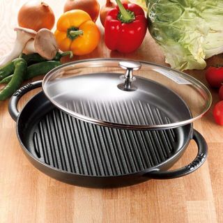 ストウブ(STAUB)の廃盤希少 美品 ストウブ STAUB ガラス蓋付きピュアグリルパン 26cm(鍋/フライパン)