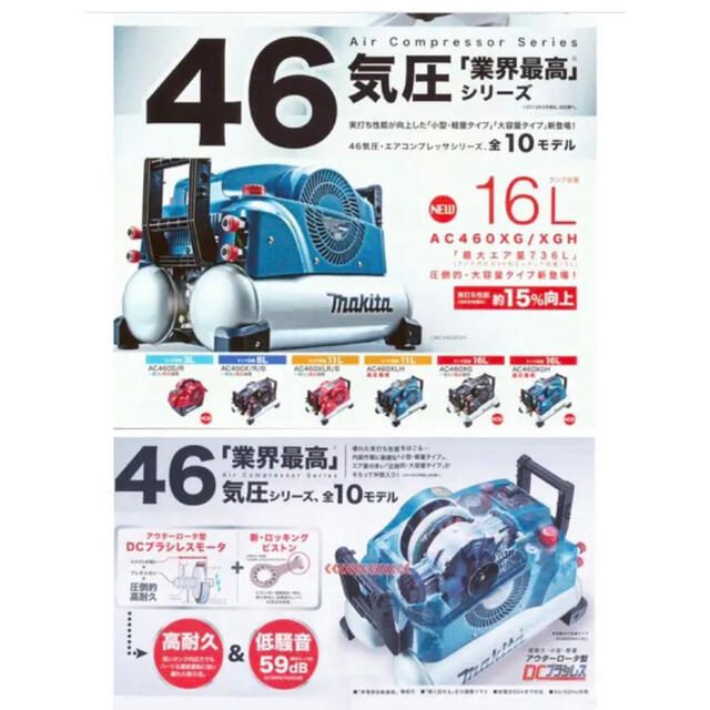 マキタ高圧コンプレッサーAC460XGH 16ℓ 【メーカー公式ショップ