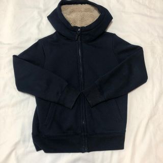 ユニクロ(UNIQLO)のUNIQLO KIDS ボアスウェットフルジップパーカ　140 NAVY(ジャケット/上着)