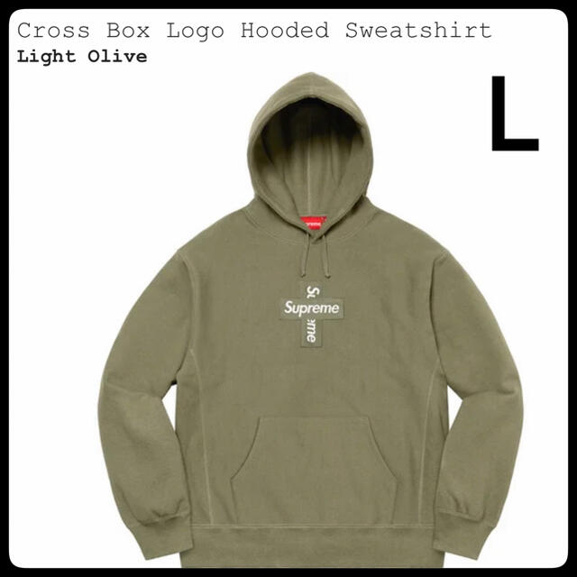 Supreme - L supreme cross box logo hooded オリーブ
