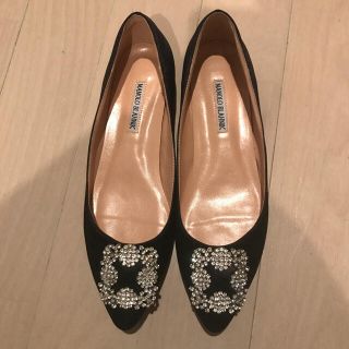 マノロブラニク(MANOLO BLAHNIK)のキラキラ　フラットシューズ　26センチ　未使用(バレエシューズ)