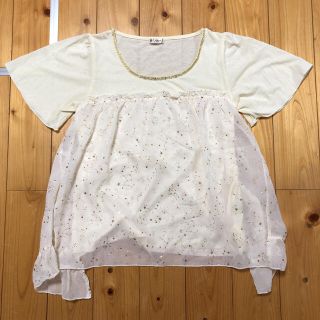 アクシーズファム(axes femme)の《アクシーズファム》半袖星柄フリルシフォン付きTシャツ(Tシャツ(半袖/袖なし))