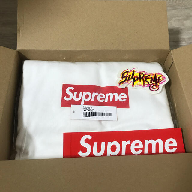 Tシャツ/カットソー(七分/長袖)supreme 20AW ボックスロゴ ロンT 白 Mサイズ　box logo