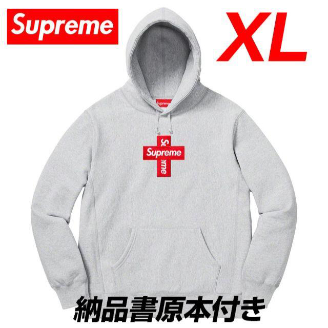 トップスSupreme Cross Box Logo Hooded Grey XL