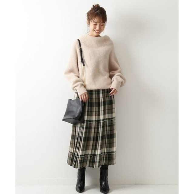 Spick & Span チェックプリーツスカート グレー系-