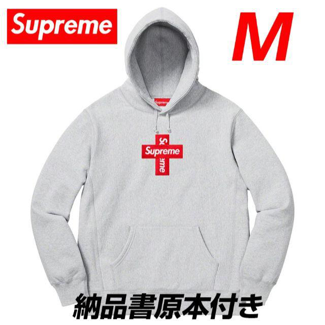 Supreme Cross Box Logo Hooded Grey M | myglobaltax.com