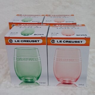 ルクルーゼ(LE CREUSET)の非売品 ル・クルーゼ コップ グラス 4個セット ピンク グリーン(グラス/カップ)