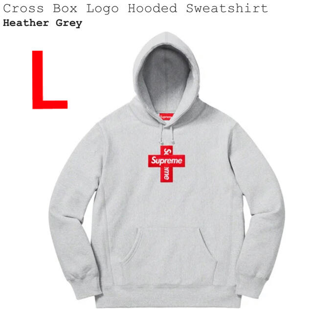 Supreme Cross Box Logo Hooded Grey Lメンズ