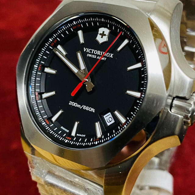 時計【新品】ビクトリノックス イノックス 黒文字盤 メンズ 腕時計【未使用】