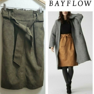 ベイフロー(BAYFLOW)のBAYFLOW/フェイクスエード ハイウエストひざ丈スカート(ひざ丈スカート)