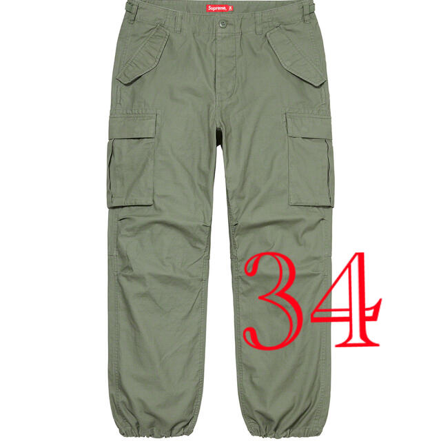 SUPREME 20AW CARGO PANT OLIVE 34インチワークパンツ/カーゴパンツ