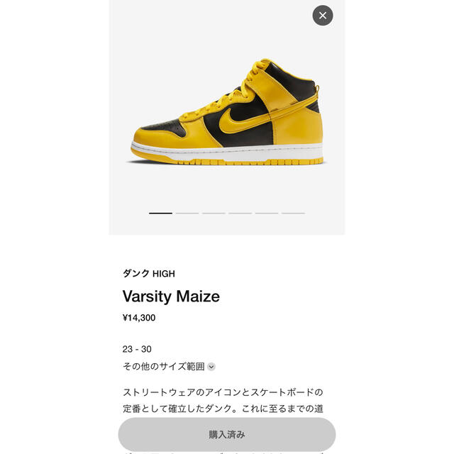 NIKE(ナイキ)の28cm ダンク HIGH Varsity Maize  nike dunk メンズの靴/シューズ(スニーカー)の商品写真