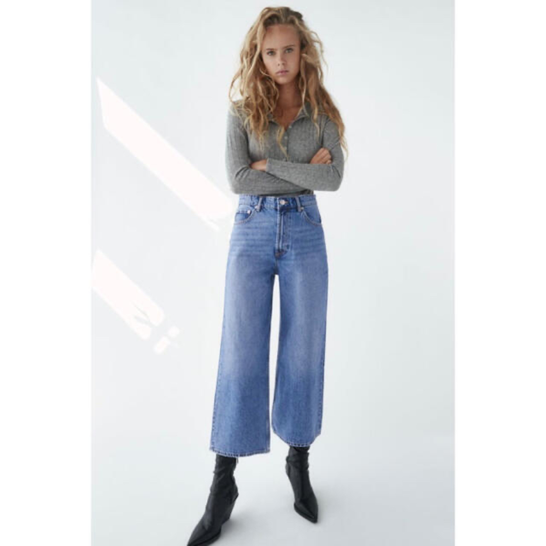 ZARA - 新品☆ZARA ザラ クロップド丈ワイドデニムパンツの通販 ZARA - 新品☆ZARA ザラ クロップド丈ワイドデニムパンツの通販