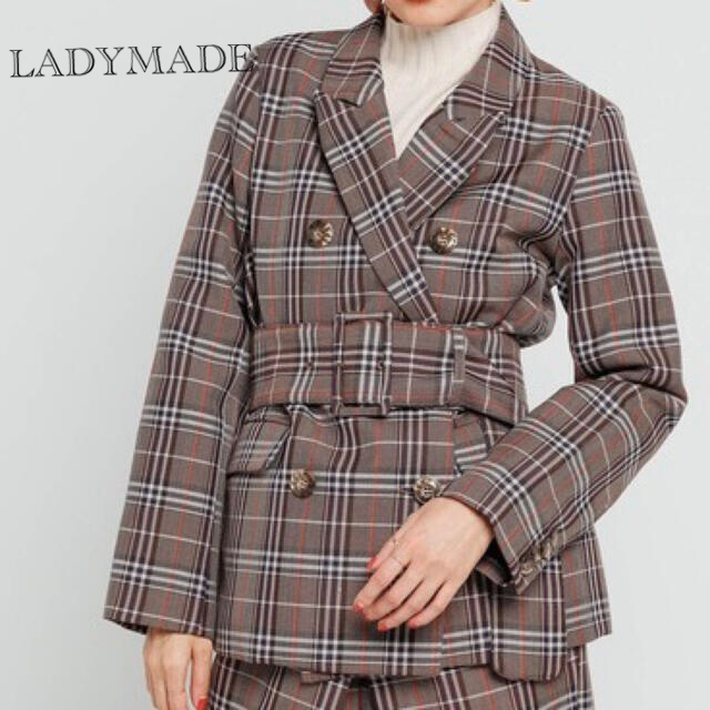 LADY MADE(レディメイド)の【LADYMADE】ダブルブレストマニッシュジャケット☆フリーサイズ レディースのジャケット/アウター(テーラードジャケット)の商品写真