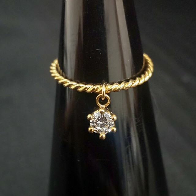 ☆K18リング⑱ ダイヤモンド0.1ct 1粒石 2号 レディースのアクセサリー(リング(指輪))の商品写真
