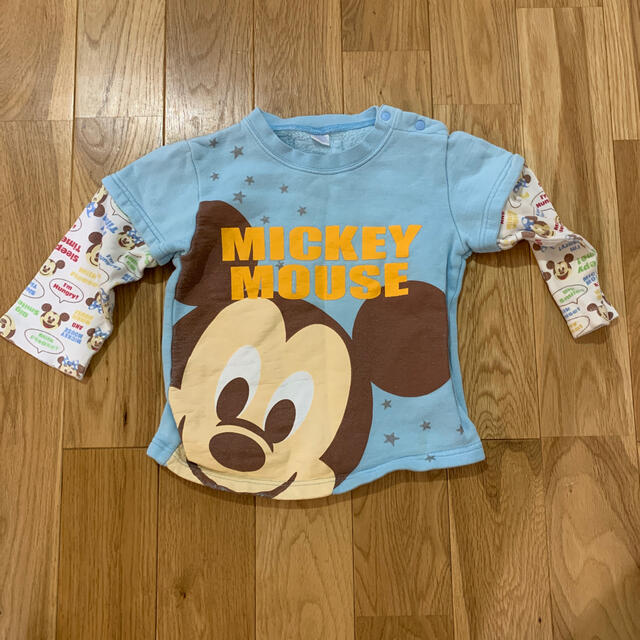 Disney(ディズニー)のミッキーマウス トレーナー 水色 キッズ/ベビー/マタニティのキッズ服男の子用(90cm~)(Tシャツ/カットソー)の商品写真