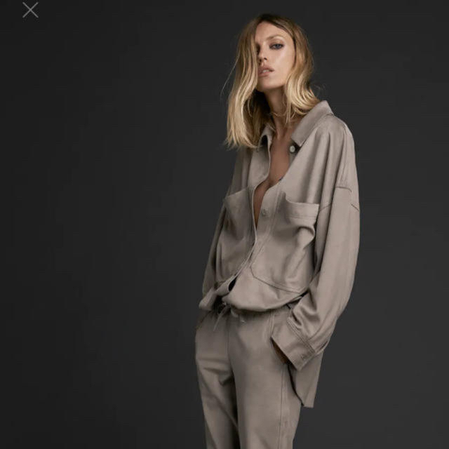 ZARA(ザラ)のZARA スエードシャツ　グレー レディースのトップス(シャツ/ブラウス(長袖/七分))の商品写真