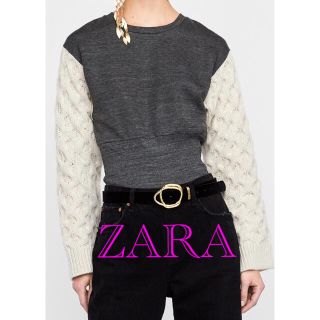 ザラ(ZARA)の新品ZARAコントラストスリーブスウェットS(トレーナー/スウェット)