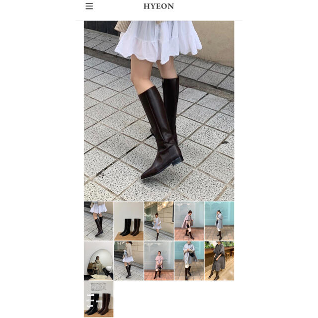 ヘヨン　flat heel long boots / dark brown レディースの靴/シューズ(ブーツ)の商品写真