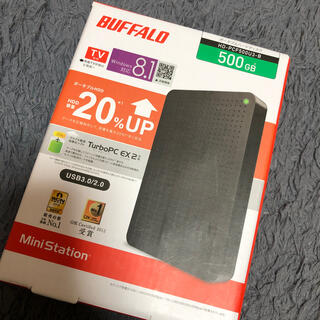 バッファロー(Buffalo)のポータブルHDD バッファロー  未使用　500G(PC周辺機器)