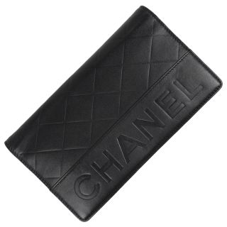 シャネル(CHANEL)のシャネル ロゴ 二つ折り 長財布 レディース 【中古】(財布)