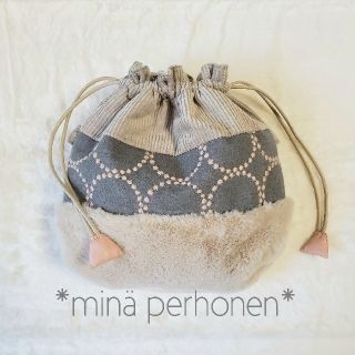 ミナペルホネン(mina perhonen)のミナペルホネン 巾着 バッグ ハンドメイド  タンバリン ポーチ(ハンドバッグ)