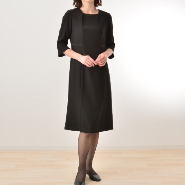 SOIR - 東京ソワール 前開き機能ワンピース 7号 冠婚葬祭 喪服ブラック