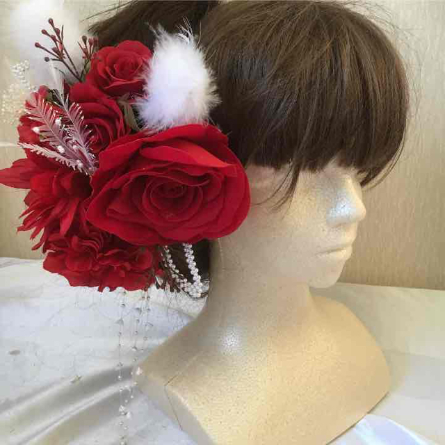 通販 格安 店舗 sold out ! ☆赤い花飾り、髪飾り ヘアピン