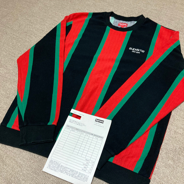 supreme シュプリーム Striped Pique Crewneck