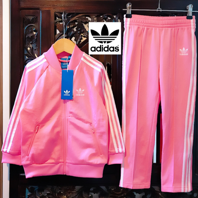 新品(L)★アディダス adidas ピンクジャージ上下セット/セットアップ