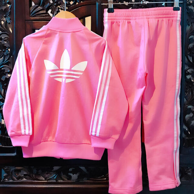 新品(L)★アディダス adidas ピンクジャージ上下セット/セットアップ