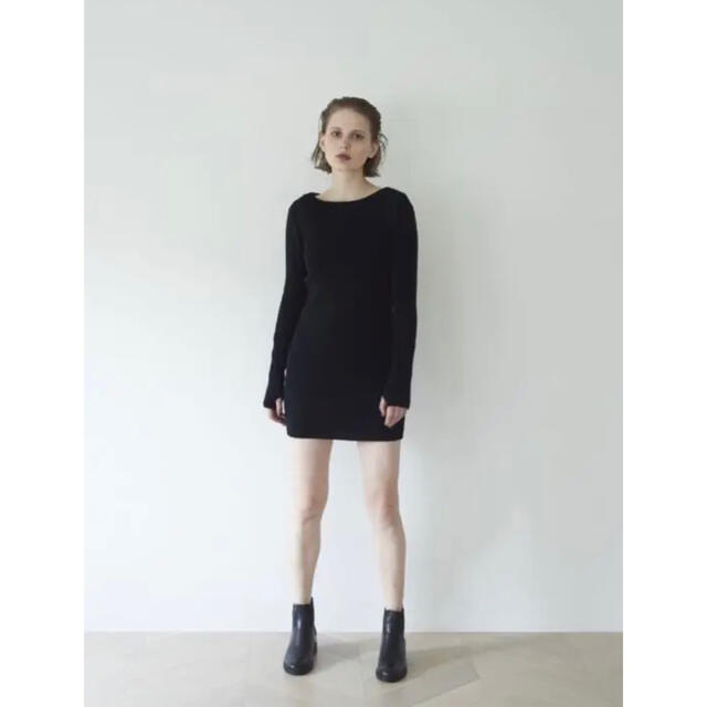 【専用出品】back ribbon rib tunic BLACK