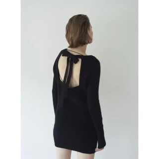 ロザリームーン(Rosary moon)の【新品】Rosarymoon Back Ribbon Rib Tunic(ミニワンピース)